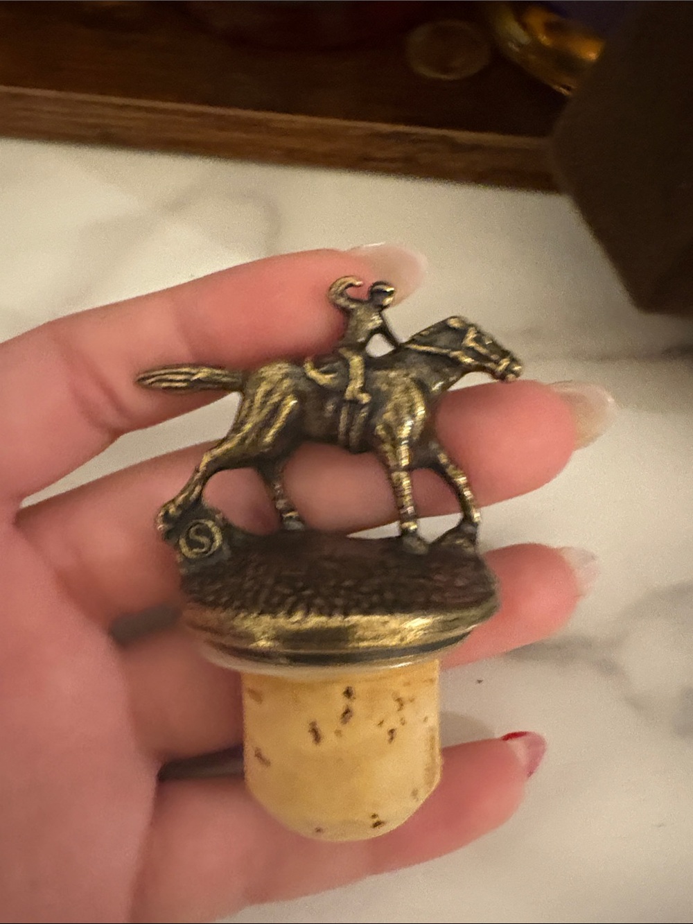 Blanton’s Bronze Horse & Jockey  Bottle Stopper. Letter S